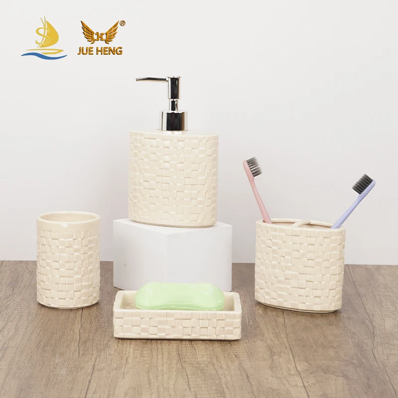 New accessories bathroom ceramic modern stoneware washroom accessories with soap dispenser bathroom ceramic accessories
