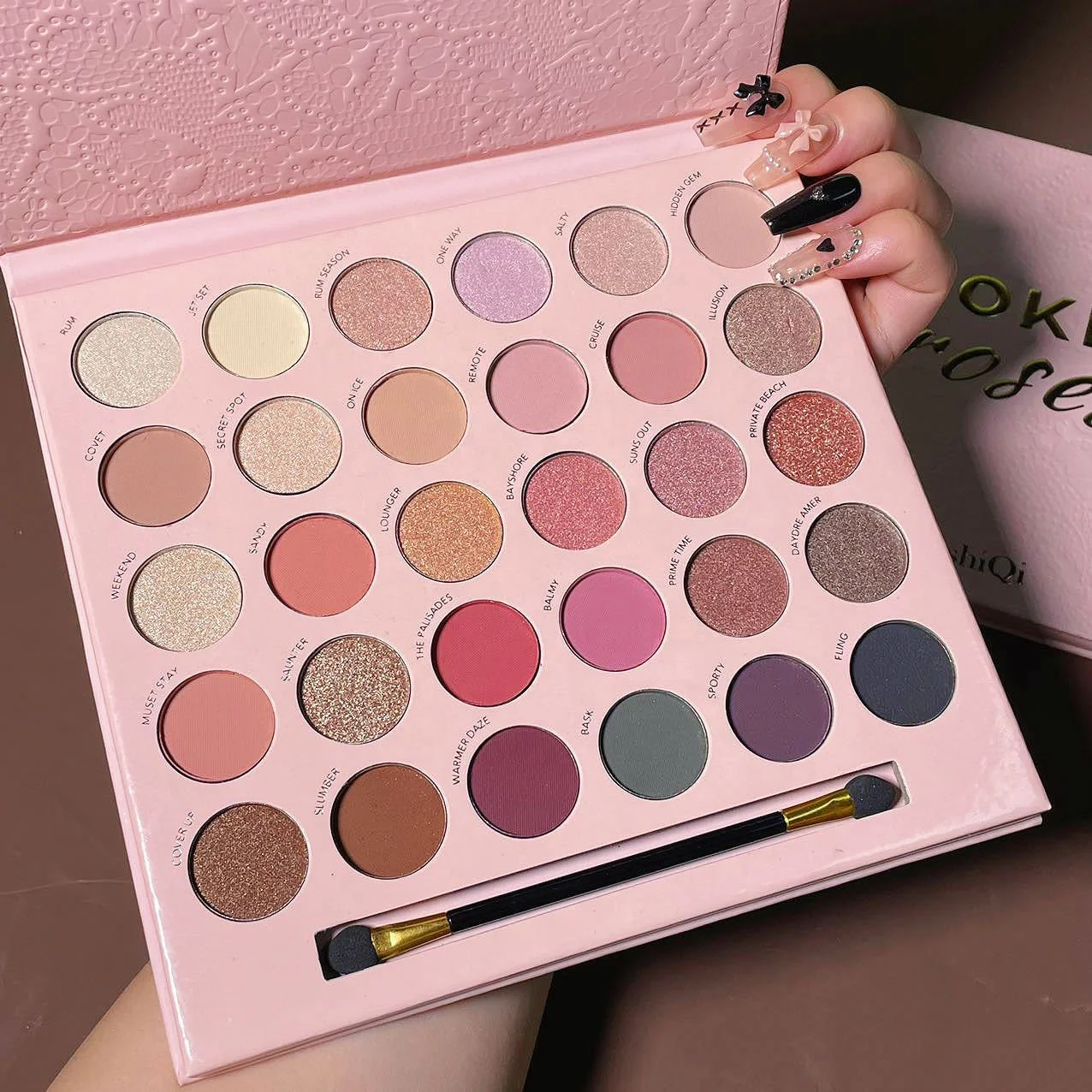 Thirty-color Smoky Makeup Rose Eyeshadow Pearlescent Matte Sequin Brightens Earth Color High-gloss Eyeshadow Palette