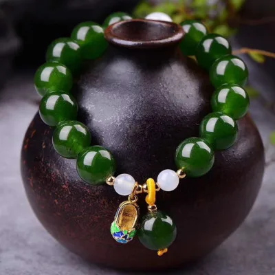 Hetian Jade Chalcedony Bracelet For Women Cloisonne Onyx Charm Bracelets