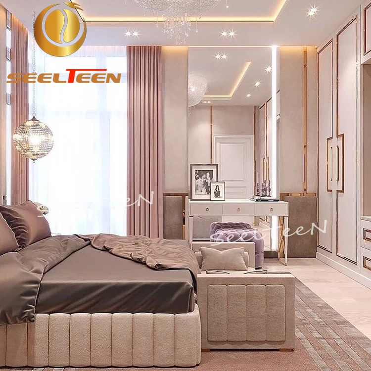 Pink Princess Girl Lady Bedroom Design Villa Hotel Furniture Bedroom Set