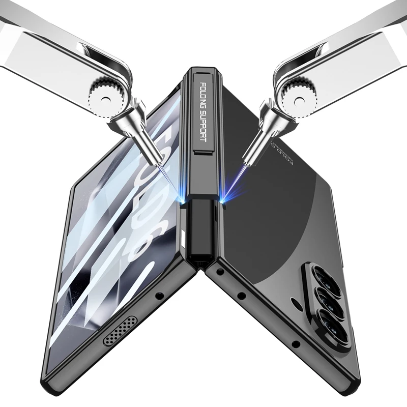 GKK Transparent Clear Magnet Folding Screen Protective Case with Stand Holder Phone Case For Samsung Galaxy Z Fold 6