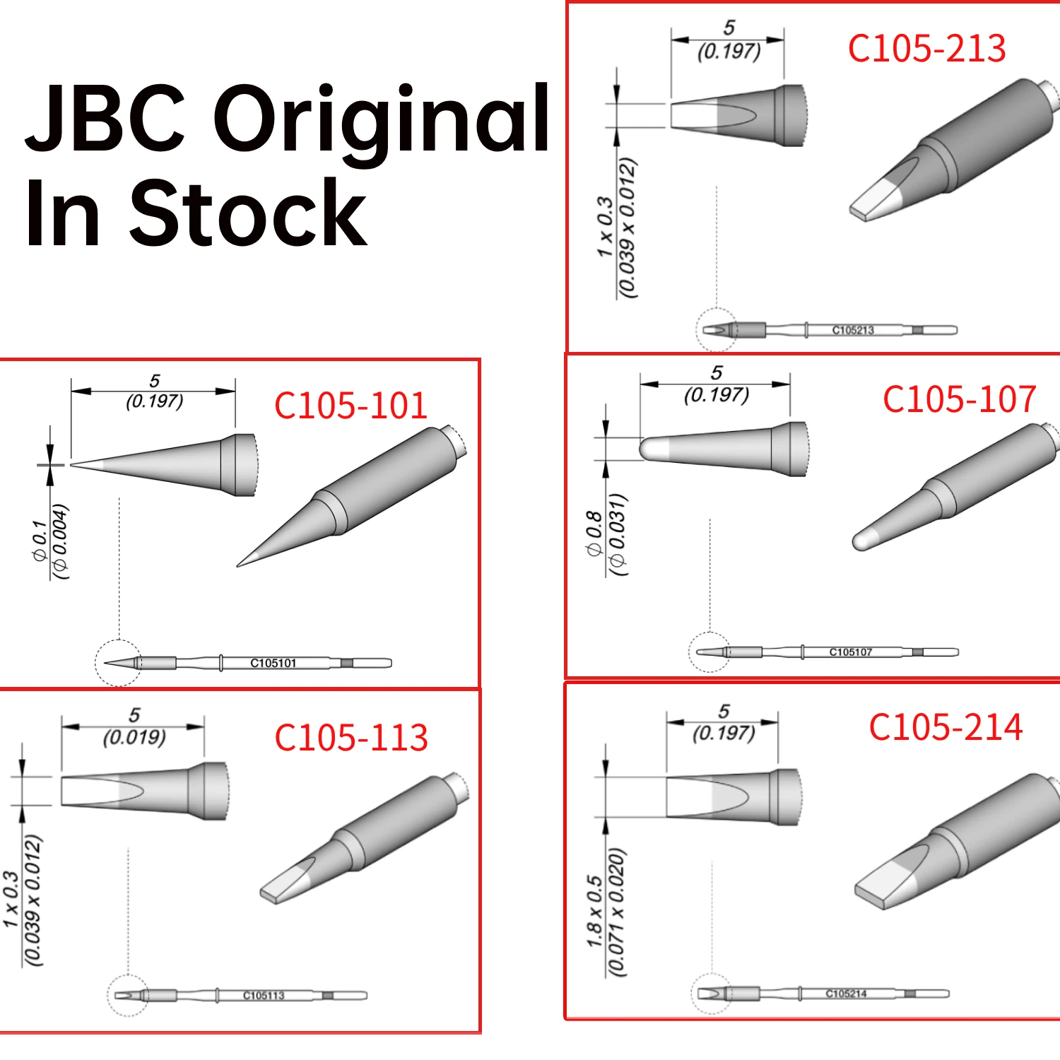 JBC C105 серии оригинальный паяльник C105-101 C105-107 C105-113 для NT105 Nano NP105 пинцет