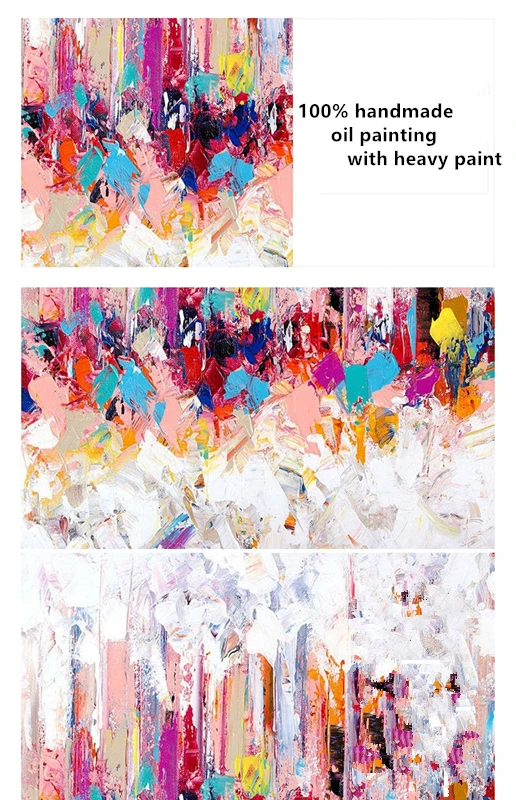 Abstract Colorful Modern Wall Canvas Art Handmade Oil Painting with Heavy Paint for Home Living Room