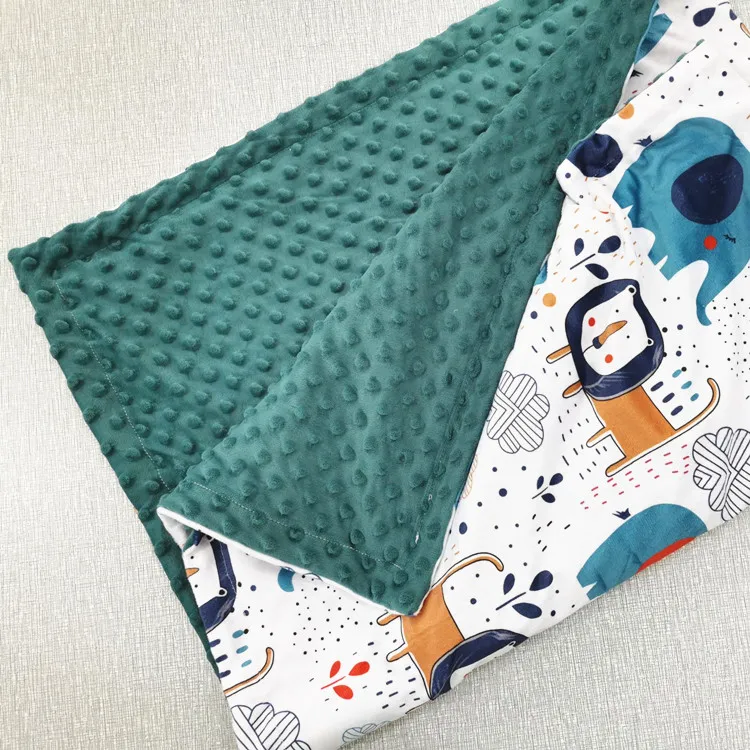Animal Design Super Soft Cozy Dotted Backing Swaddle Breathable Minky Throw  blankets for kids