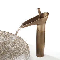 Faucet Basin Faucets Bathroom Wash Basin Mixer Faucet Waterfall Brass Single Hole Single Handle Antique Bronze