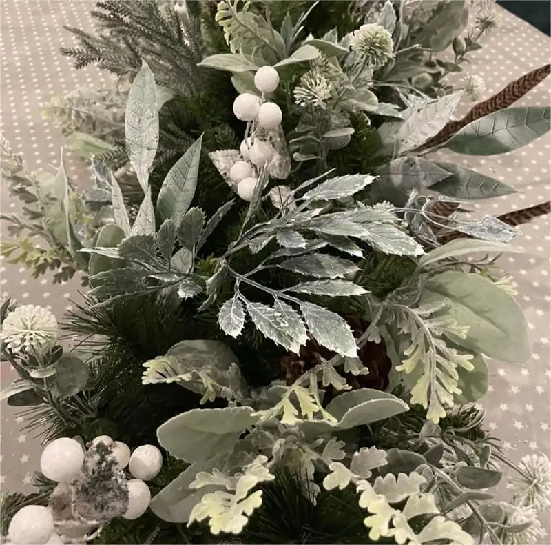 Hot Sale All Bags Packed Green Lambs Ear Leaf Rattan Rabbit New Flocked Leaves Eucalyptus Garland Home Wall Decorative Hanging