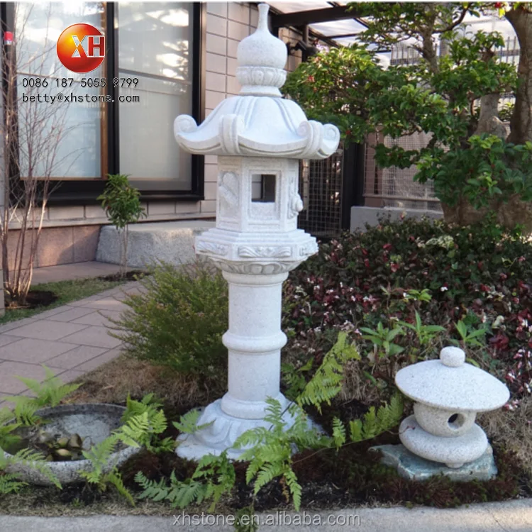Japanese Style Outdoor Garden Granite Stone Carving KASUGA Lanterns Ornaments Pagoda Solar Light For Sale