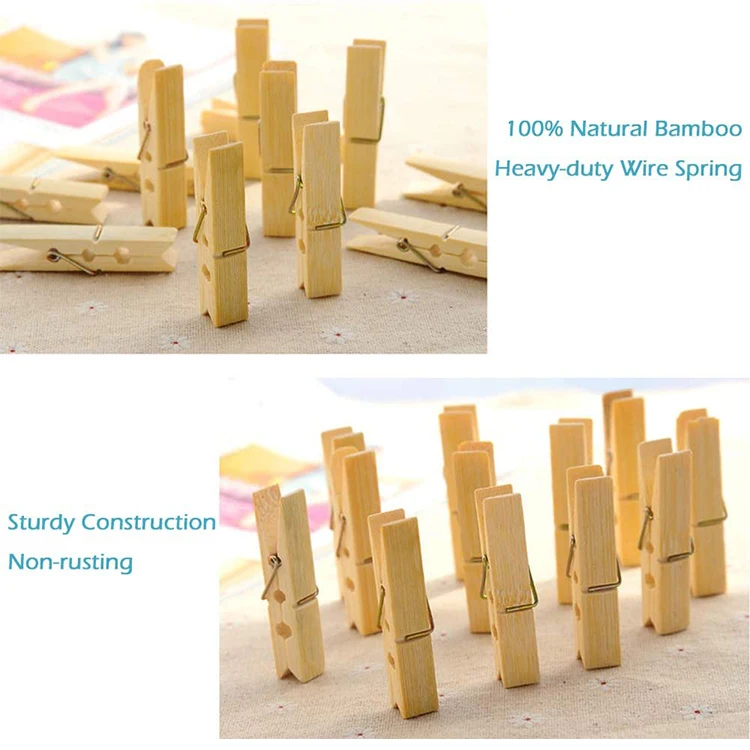 Factory bulk wood clothespins wholesale laundry large bamboo clip hanging craft wooden clothes pegs