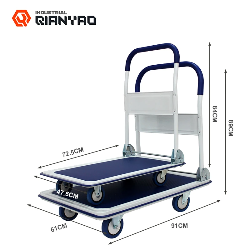 150KG China factory foldable moving platform hand truck transport cart and trolleys
