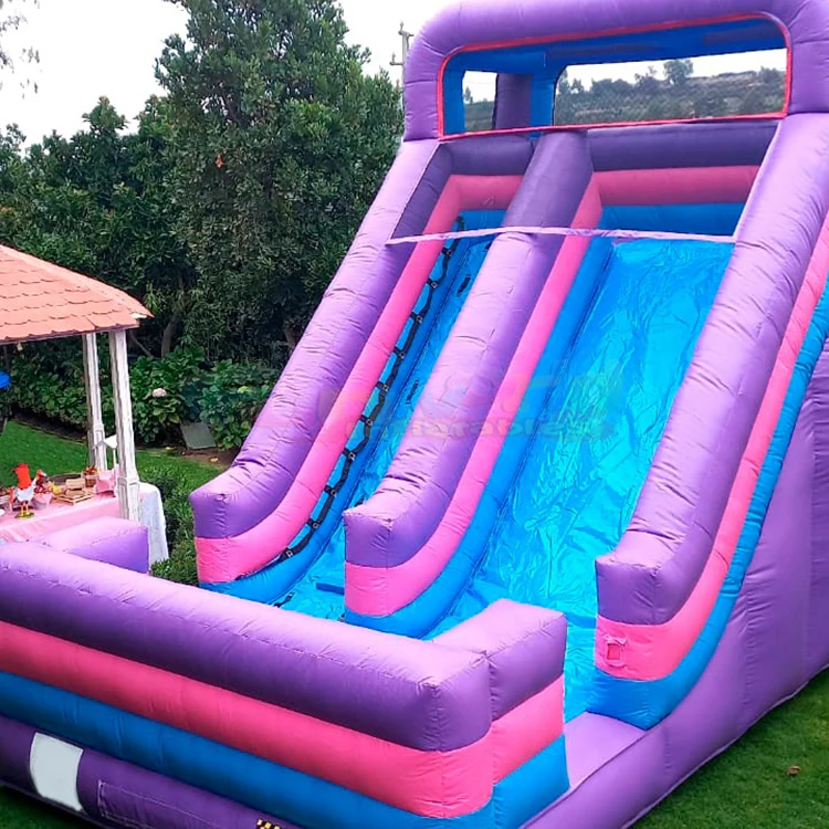 Outdoor backyard waterslide commercial colorful toboggan water slide inflatable with pool game jumping kids and adults