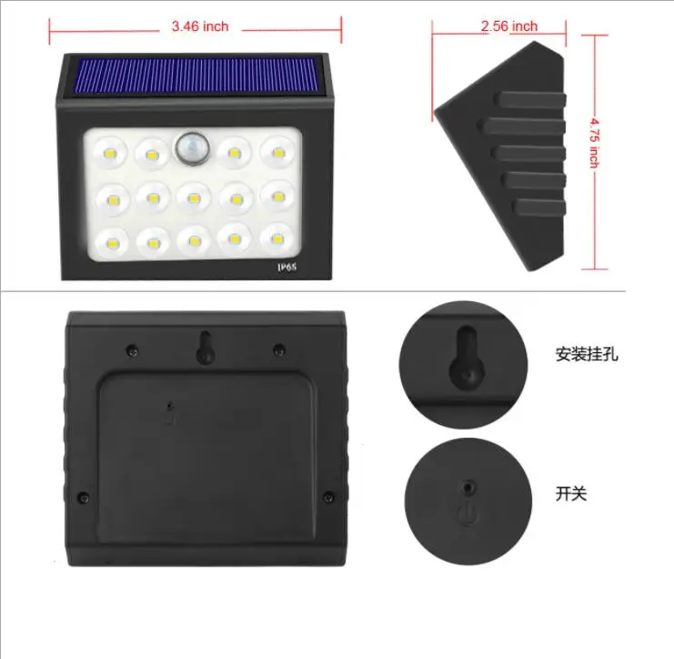 Night Light Solar Powered  LED Wall Lamp PIR Motion Sensor & Night Sensor Control Solar Light garden outdoor lighting