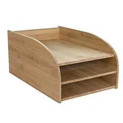 3 Layer File Tray Bamboo Wood File Holder Paper Letter Document Storage Shelves Wooden Office Desktop Sundries Organizer