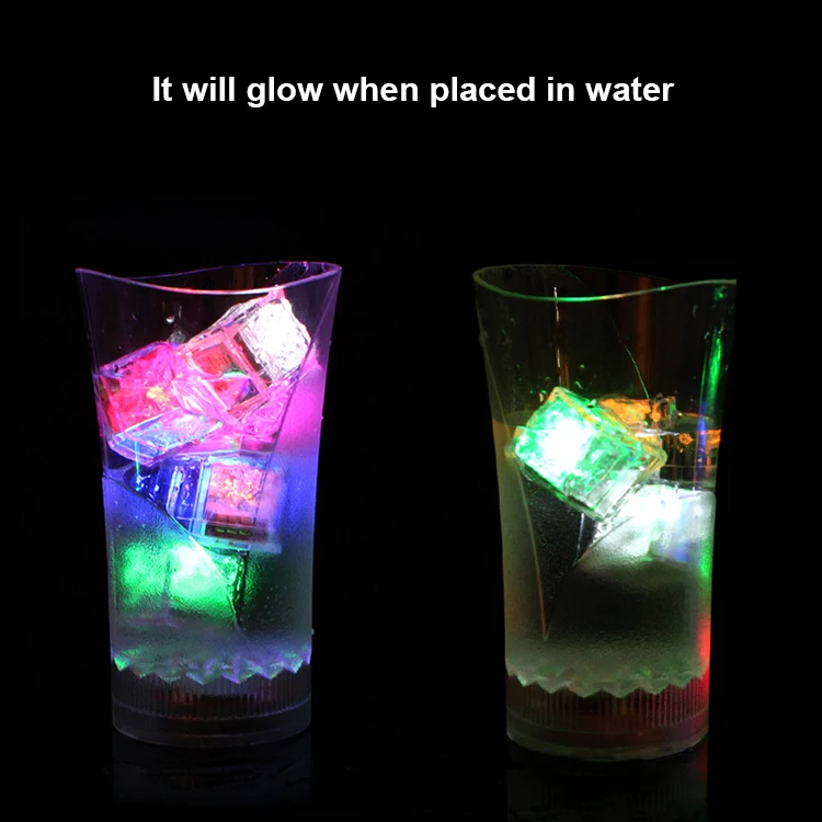 Best fast slow flashing square glitter light up LED ice cube for party bar christmas