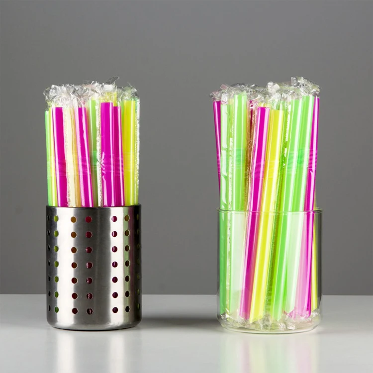 Individually Wrapped Colorful Plastic Straw Drinking Milkshake Polypropylene Boba Straw Bubble Tea Disposable PP Straws