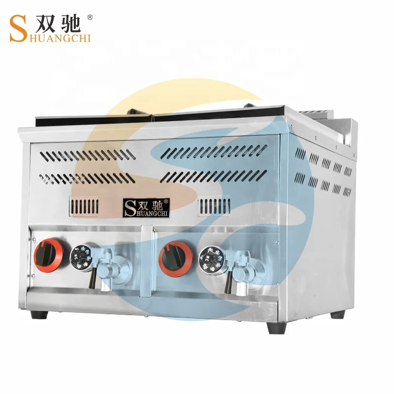 Potato Chips Fryer 8+8L Commercial Gas Temperature Controlled 2 Basket Deep Fryer With Potato Chips Frying Machine