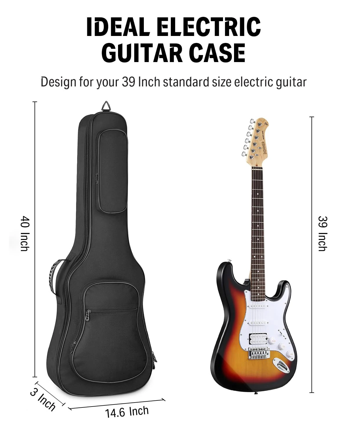 Adjustable Shoulder Strap Acoustic Classical Guitar Case with Soft Padded Waterproof Gig Bag for Music Instrument Protection