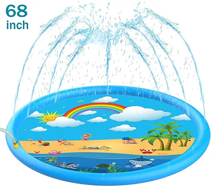 68 Inches Summer Fun Garden Eco-friendly Sprinkler Pad Toys  Inflatable Splash Play Mat