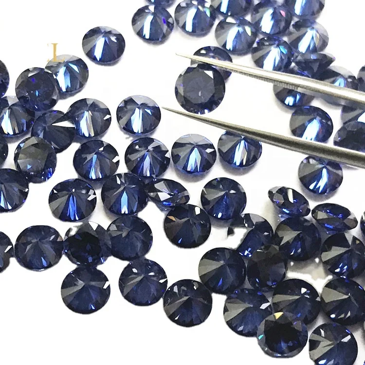 Synthetic cubic zirconia gemstone niel gems cz dark blue zircon round cutting loose stone tanzanite prices