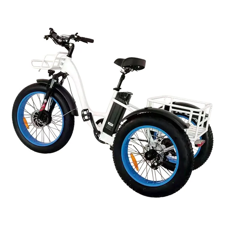 Трехколесный велосипед с толстыми шинами, 24 дюйма, 1500 Вт, трехколесный велосипед, электрический грузовой трицикл для взрослых