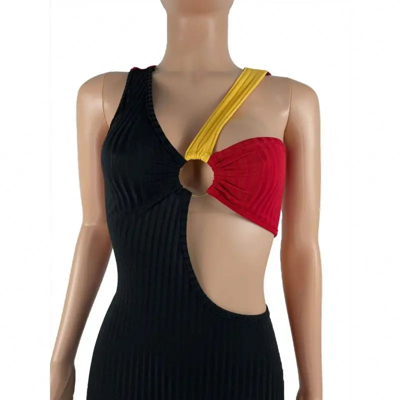 2024 New Product Summer Dress Fashion Ribbed Hollow Out Long Dress Bodycon Elegant Sexy Womens Dresses