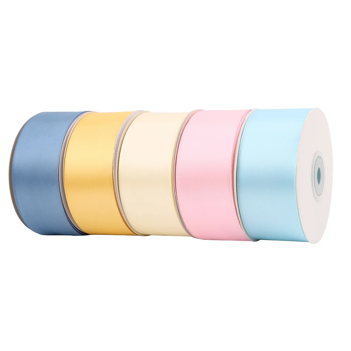 Wholesale Fabric Ribbon Luxury 196 Colors 1 Inch Double Face White Satin Ribbon Rolls For Wedding Decoration