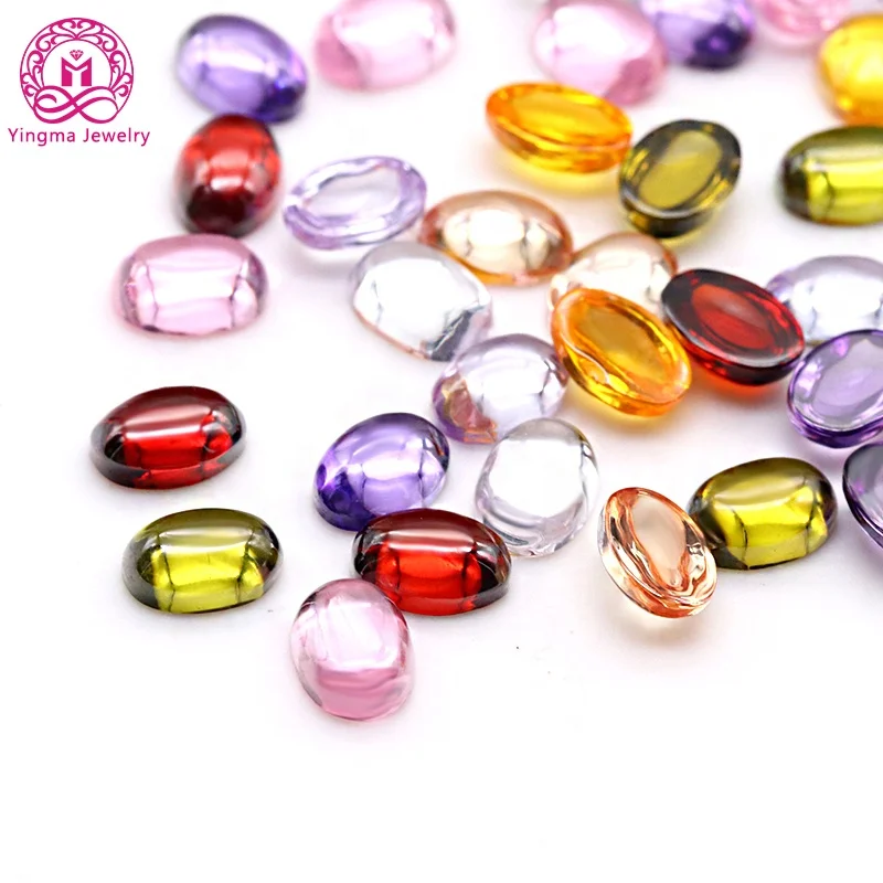 High quality 4x6 5x7 6x8 mm colored cubic zirconia stone flat back cz oval cabochon