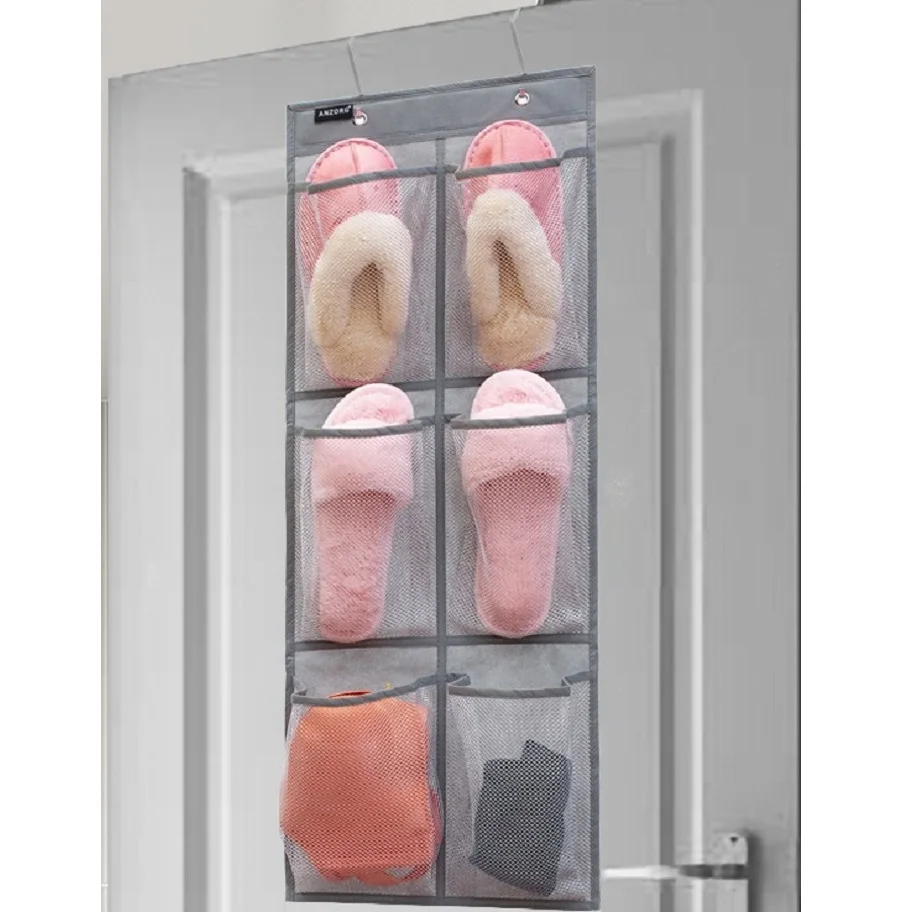 6 Mesh Pockets Over The Door Hanging Closet Shoes Holder Organizer Shoe Storage Shoe Rack