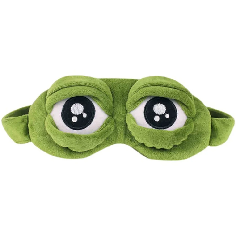 Cute Green Frog Funny Eye Mask for Adults Kids, Funny eye sleep mask Frog Blindfold with Eyes Open Close