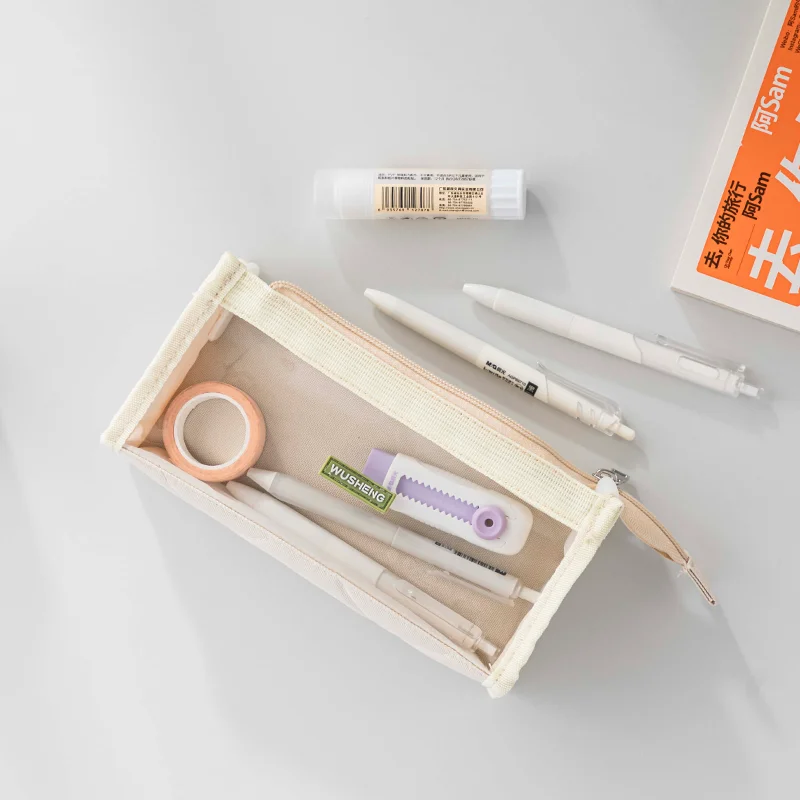 Versatile Clear Pencil Case: Multi-Functional, Large Capacity with Visible Partitions - Ideal for School and Office