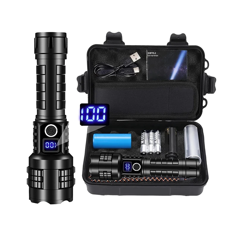 LUGER 5200mAh Powerful LED Flashlights Type-C Rechargeable LED Torch 1500M Ultra Bright Flashlight Outdoor Tactical Lantern