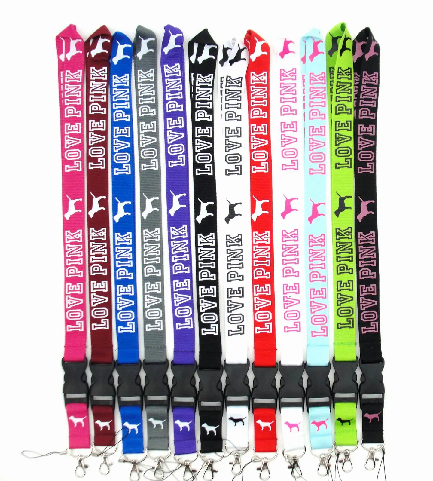 Wholesale 10 Pieces Blue Logo Vs Custom Brand Neck Strap Keychain Lip Gloss Lanyard Pink Colors At Stocks For Sale