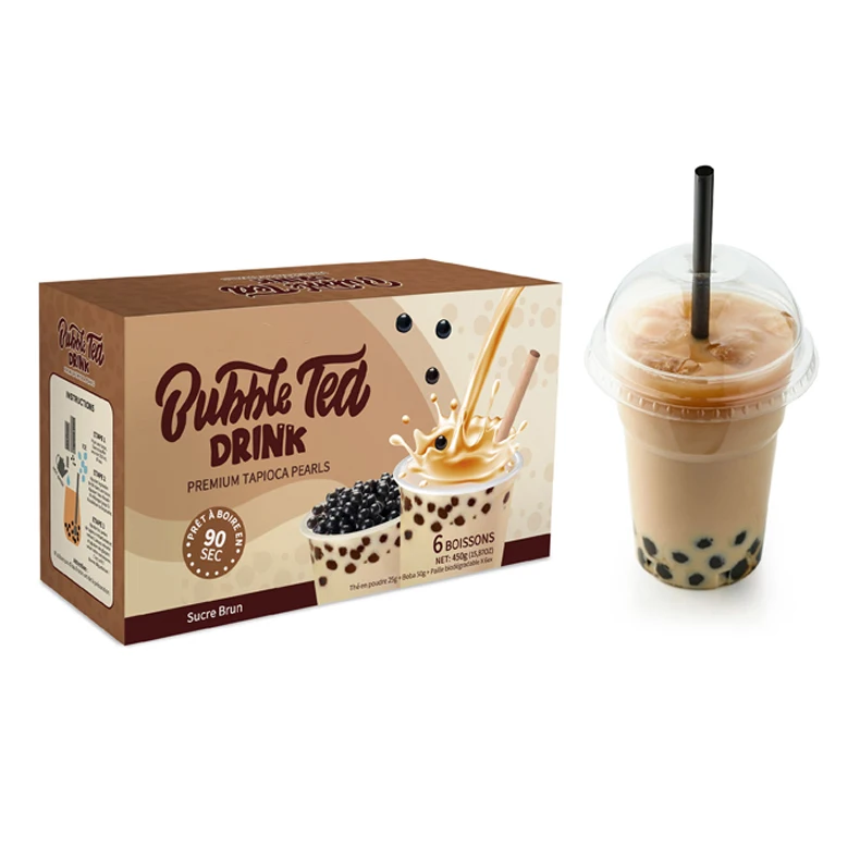6 Cups Instant Brown Sugar Tapioca Ball Boba Milk Tea Kits