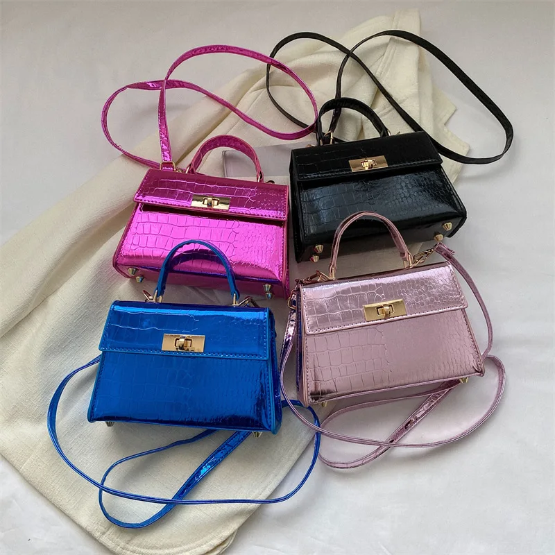 2023 popular bright leather shiny handbags luxury designer cheap shoulder bags for lady
