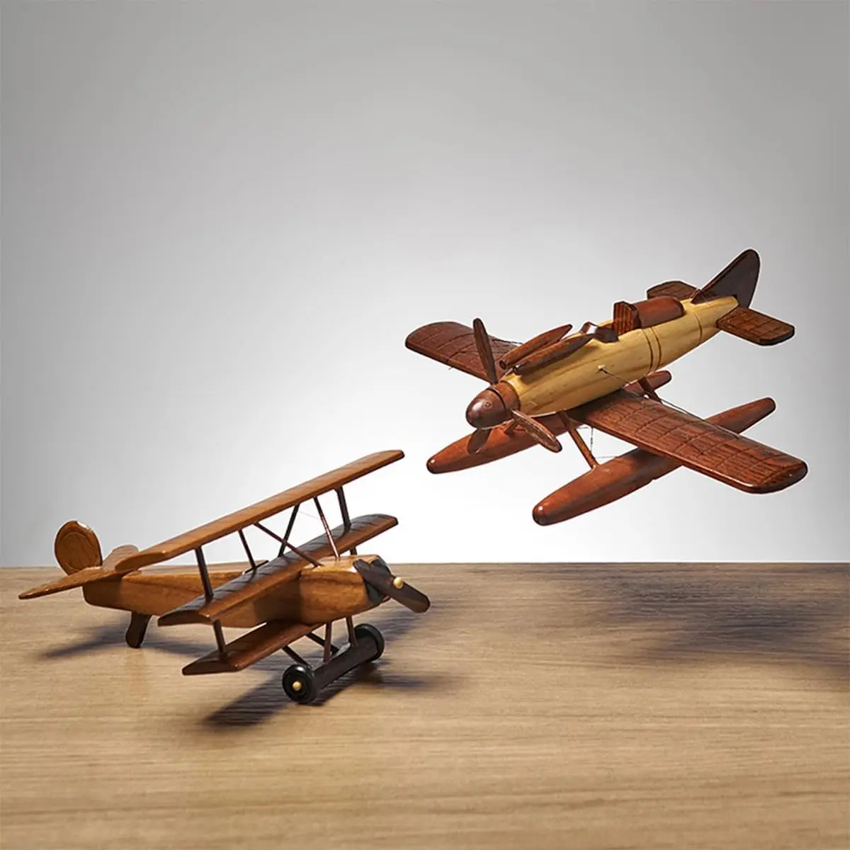 SAMINDS Wooden Airplane Model, Vintage Biplane Ornament, Glider, Christmas Home Decor for Aviators Pilots Air Force Flight Atten