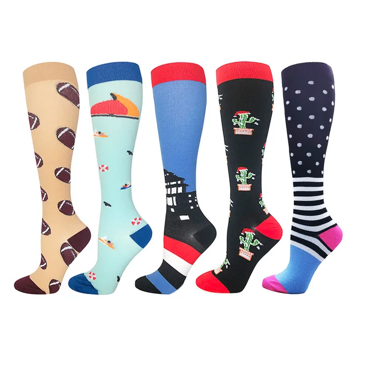 New Cartoon Anime Pattern Unisex Outdoor Running knee highe15-20mmHg flight travel Compression Socks