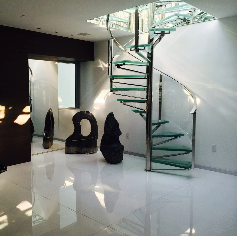 High Quality  Interior Glass Spiral Stairs with Glass Railing