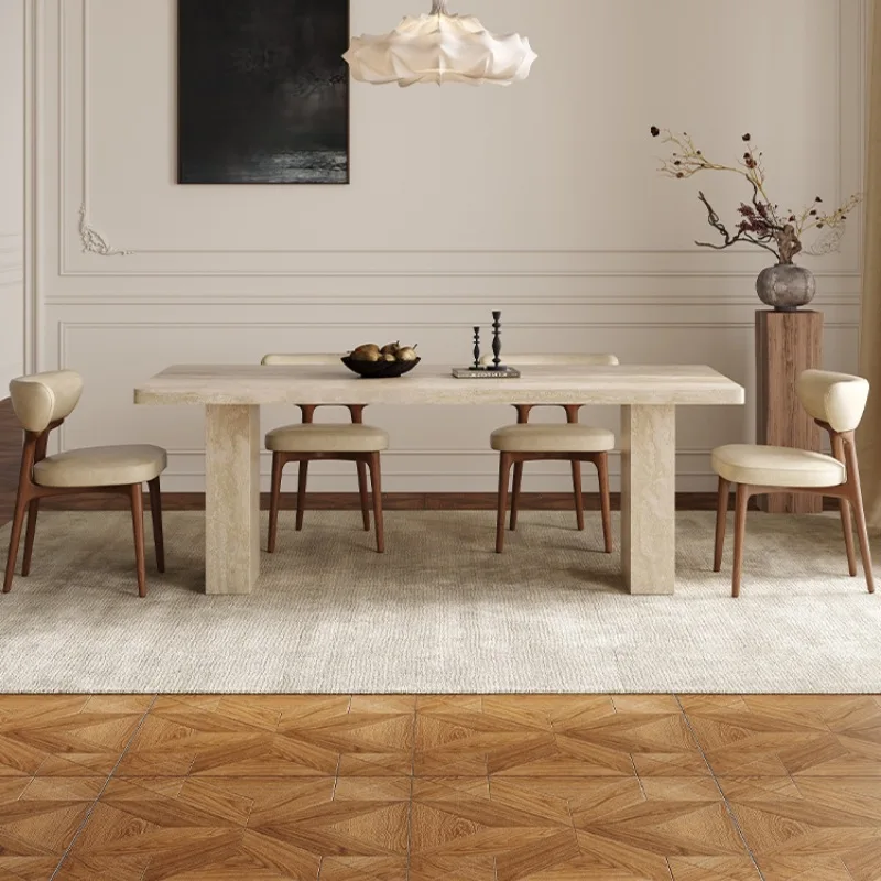 Light luxury home Furniture Hot Selling Modern Design Sintered Stone Table with 6 Chairs stone marble dining table