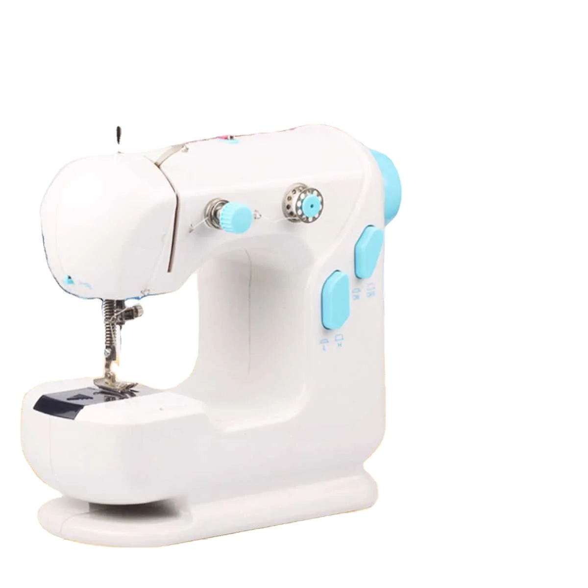 Mini Sewing Machine with Light Portable Household Nightlight Foot Pedal Electric Battery Straight Line Hand Table Two Thread Kit