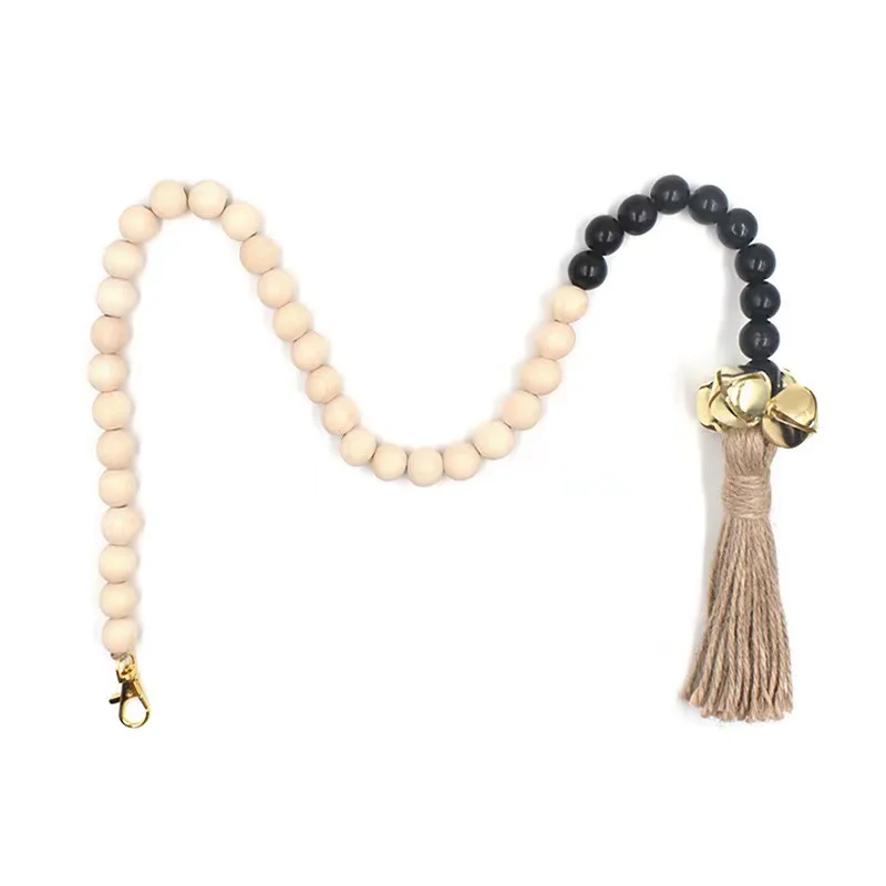 Garland - Natural Wood Beads, Jute Rope, Coffee Themed Hanging Ornament for Home Decor