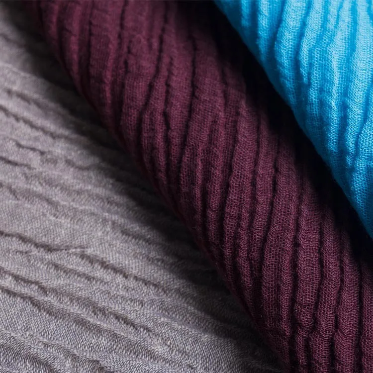 China apparel dress fabrics thailand crinkle ramie cotton blend fabric wholesale vintage eco-friendly fabric by the meter