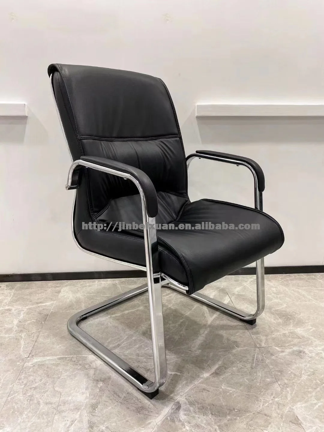 cheap visitor conference room chair with armrest No swivel leather wholesale office funiture without wheels