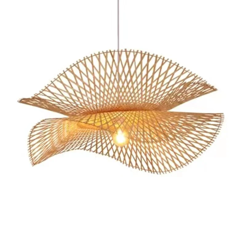 HITECDAD Classic Chinese Chandelier  Bamboo Straw Hat Lamps Perfect for Elegant Dining Room and Timeless Study