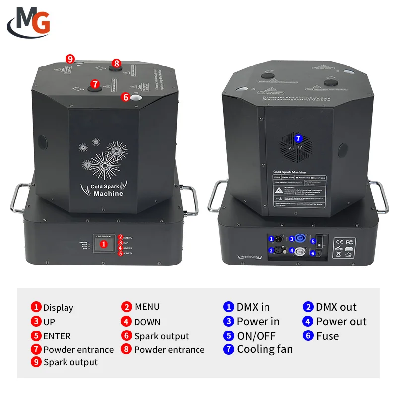 Professional Double Head Spin 360 Spinning Rotating Fireworks Function Machine New Effect Sparkler Machine for Wedding