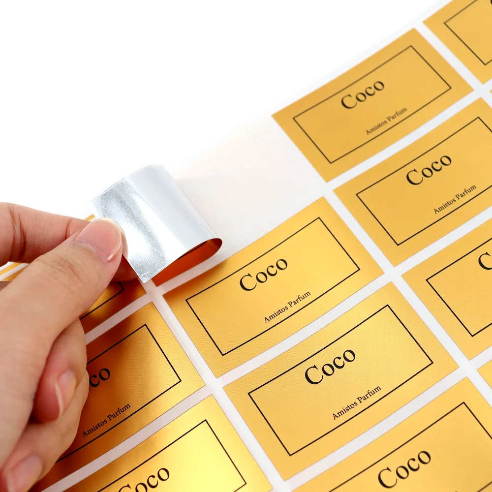Custom Cosmetic Adhesive Gold Foil Sticker Perfume Glass Bottle Logo Label