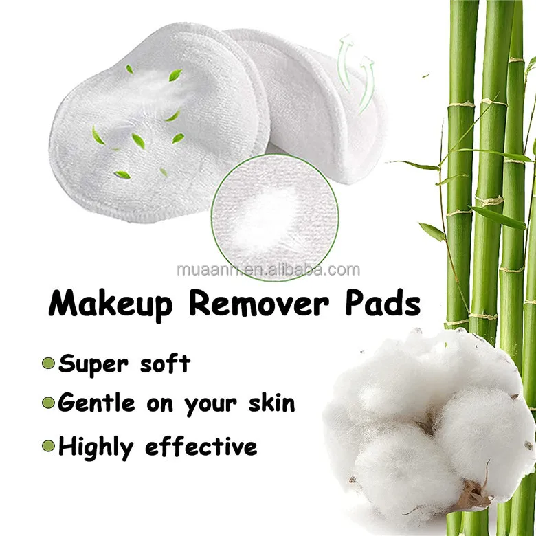 Биоразлагаемые Моющиеся Многоразовые салфетки для снятия макияжа с логотипом на заказ, круглые органические бамбуковые хлопковые салфетки для снятия макияжа