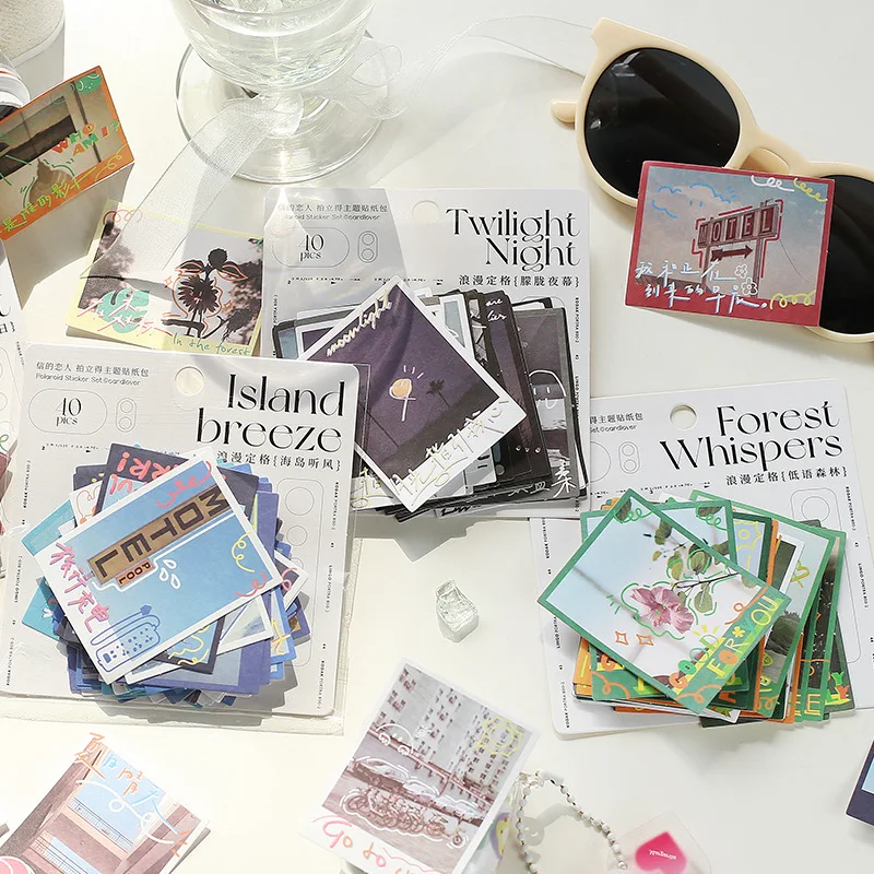 40pcs Romantic Film Theme Big Sticker Pack INS Literary Journal Decoration Cute Material Stickers Stationery Accessories Kawaii