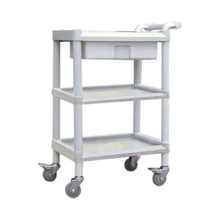 High Quality  4 Silent Wheels Hospital Medical  Patient Used ABS Material Emergency Cleaning Utility Trolley