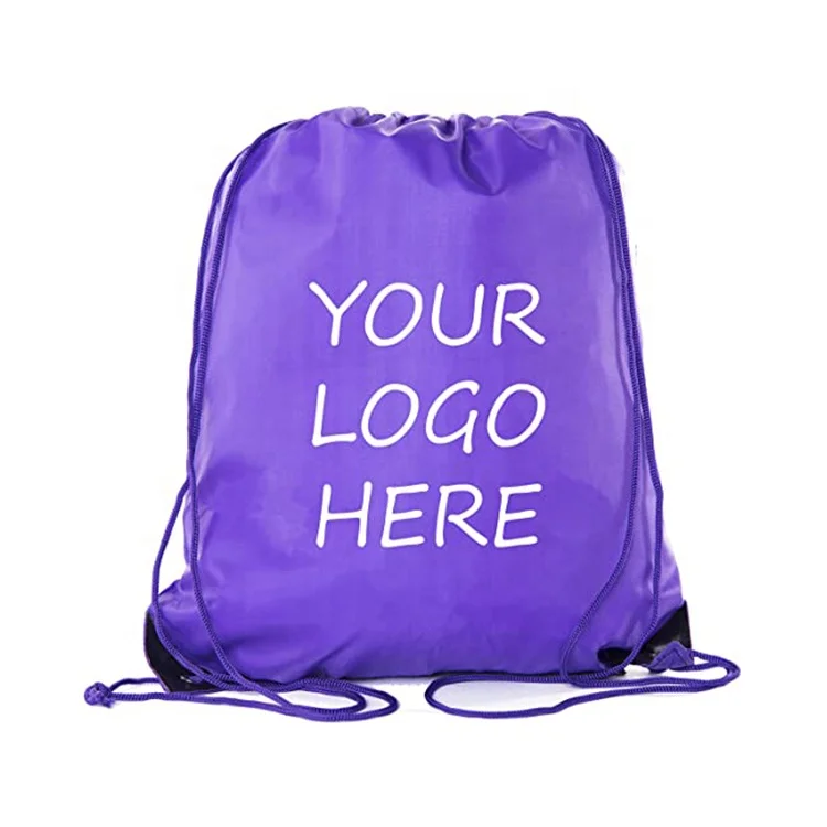 Foldable Printed Multicolor Lightweight Durable 210D Polyester Kids Small Sports Drawstring Bag Draw String School Backpacks
