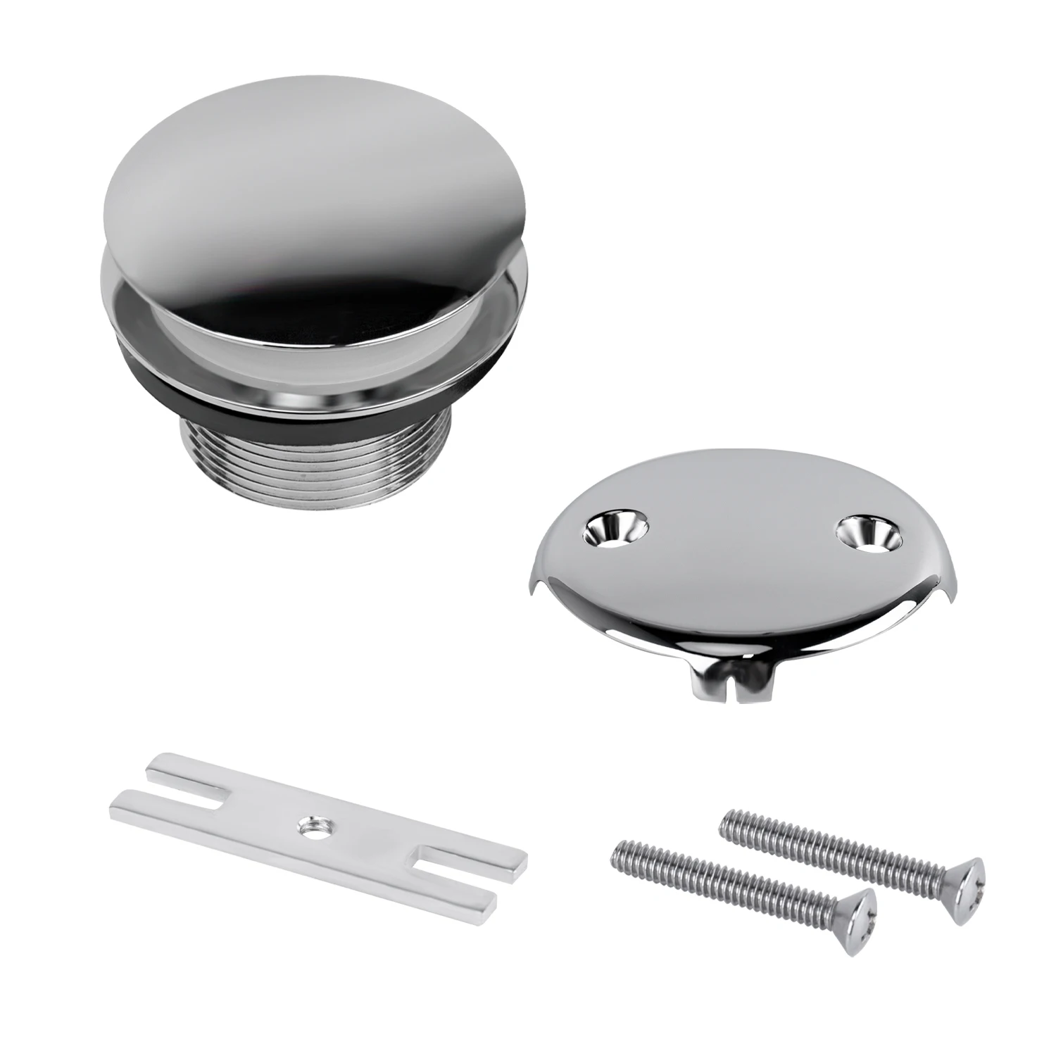 Electroplated Chromed Pop Up Tip Toe 1-3/8' or 1-1/2' Bathtub Waste Overflow Drainer Stopper 0 1 2 hole Faceplate Trim Kit