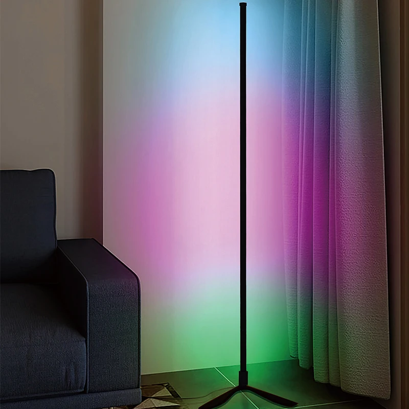 Custom Smart Gaming Lights Living Room Ambient Mood Light RGB Tripod Standing Dimming Led Corner Floor Lamp With Remote App